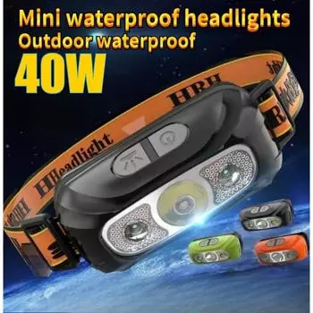 Сильный свет индукционный светодиодный налобный фонарь USB зарядка встроенный перезаряжаемый литиевый аккумулятор водонепроницаемый для рыбалки на открытом воздухе кемпинга зелёный