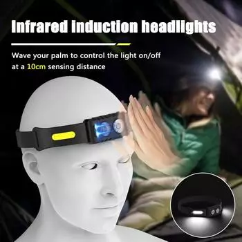 Сильный свет налобный фонарь портативный светодиодный сенсорный налобный фонарь Type-C USB перезаряжаемый налобный фонарь супер яркая лампа для рыбалки аварийный