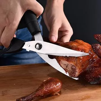 Сильный утолщенный резак для куриных костей из нержавеющей стали, кухонные ножницы из нержавеющей стали, ножницы для мяса, овощерезка 1Pc чёрный