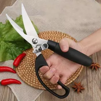 Сильный утолщенный резак для куриных костей из нержавеющей стали, кухонные ножницы из нержавеющей стали, ножницы для мяса, овощерезка 1Pc чёрный