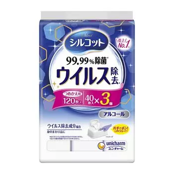 Silcot Noro Clear Wet Disinfectant Refill 40 Sheets x 3 Pieces x 5 Piece Set