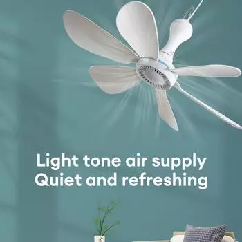 Silent 6 Leaves USB Powered Ceiling Canopy Fan with Remote Control Timing 4 Speed Hanging Fan for Camping Bed Dormitory Tent