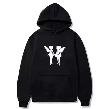 Silhouette of A Girl with Wings Printed Sweatshirt Hip Hop Pullovers Women Autumn Winter Vintage Fleece Long Sleeve Hoodies S