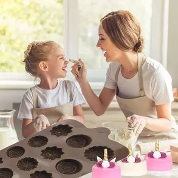 Силикон 15 с 3 разными шоколадными пудингами для торта в форме цветка кофейный