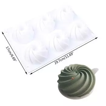 Silicone 6 Holes Spiral Cake Ice Cream Chocolate Mold Soap 3D Cupcake Bakeware Baking Dish Cake Pan Muffin Mould