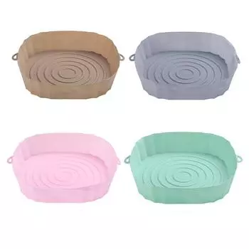 Silicone Air Fryer Pads Oven Pans Fried Pizza Chicken Baskets Pads Square Round Replacement Pan Accessories Kitchen tools коричневый