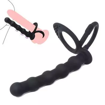 Silicone Anal Beads Plug with Double Ring for Enhanced Pleasure