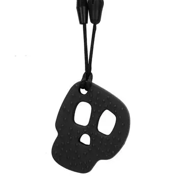 Silicone Baby Teether Pendant Safe Soothing Infant Chewing Teething Necklace ToyBlack
