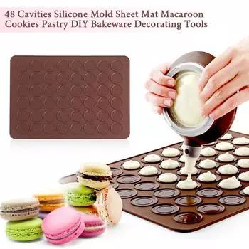 Silicone Baking Mold Baking Sheet Mat 48 Cavities Silicone Mold Sheet Mat Macaroon Pastry DIY Bakeware Decorating Tools