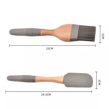 Silicone Baking Spatula Cooking Utensil Tool Non-Stick Heat Resistant Cooking Baking Scraper Gray Basting Brush for Kitchen