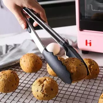 Silicone Barbecue Kitchen Utensils Cookware Bbq Grill Tongs Tools Stainless Steel Locking Cooking Tips Non-Slip Food Dining Bar