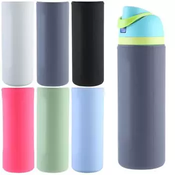 Silicone Boot Anti-Slip Full Wrap Protective Sleeve Bottom Protective Case Bottom Cover for Owala 24oz Water Bottle чёрный