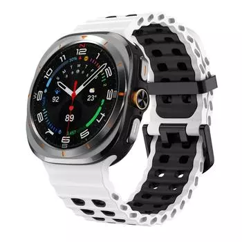 Silicone Bracelet Compatible For Samsung Galaxy Ultra 47mm Soft Breathable Two-Color Watchstraps for Samsung Watchband Galaxy Watch 7 Ultra