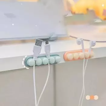 Silicone Cable Management Clip, Desktop and Bedside Table Wire Organizer, Wall and Desktop Charging Cable Clip зелёный