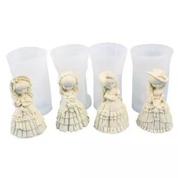 Силиконовые формы для свечей, глиняные формы, формы для поделок, инструменты для выпечки, форма принцессы, антипригарный силиконовый материал для кухонной выпечки T4 белый