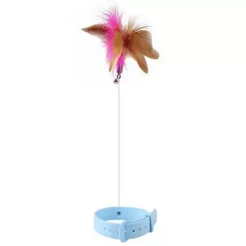 Silicone Cat Teasing Wand Toys Feather Collar Hands Free Toy New Cat Feather Collar Toy Cat синий