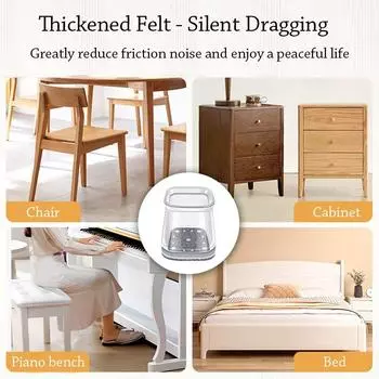 Silicone Chair Leg Felt Covers New Reduce Noise Square Furniture Pads Non-slip Sofa Floor Protector