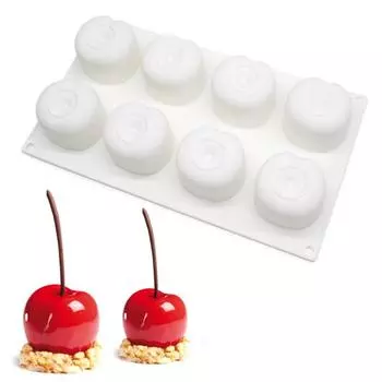 Silicone Cherry Mold 8 Holes Peach 3D Cake Moulds Mousse For Ice Creams Chocolates Pastry Bakeware Dessert Art Pan