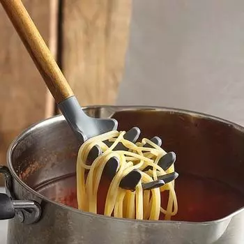 Silicone Cooking Utensil Set of 6, Nonstick Cooking Spatulas, Spoon, Strainer, Slotted Spoon, Pasta Fork, Best Kitchen Gadgets