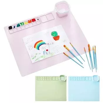 Силиконовый коврик для рукоделия со складной чашкой, антипригарная поверхность, простой в обслуживании, портативный складной коврик для рисования «сделай сам», силиконовый коврик зелёный