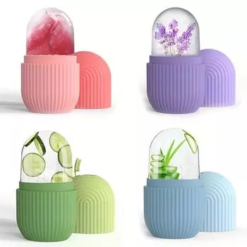 Силиконовый лоток в форме куба для лица, роликовый массажер для лица, замороженный ролик для лица, многоразовый инструмент для ухода за кожей розовый