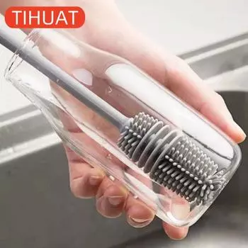Silicone Cup Brush Cup Scrubber Glass Cleaner Kitchen Cleaning Tool Long Handle Drink Wine Glass Glass Cup Cleaning Brush 1pcs