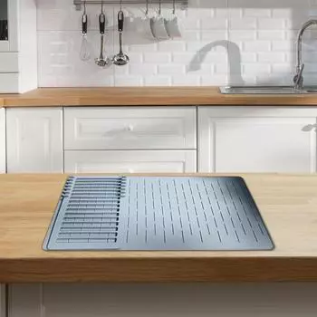 Silicone Dish Drying Mat Anti-Slip Pad Soft Cutlery Table Mat Durable Countertop Kitchen Pad Draining Table Mat Kitchen Gadgets