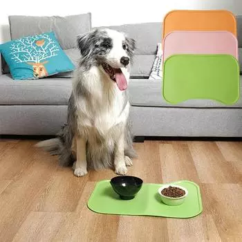 Silicone Dog Food Mats Durable Pet Food Mats Waterproof Prevent Food Water Overflow Cat Feeding Mat Easy Clean Dog Accessories CHINA розовый