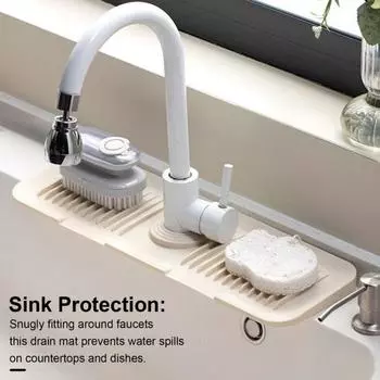 Силиконовый сливной коврик для кухонной раковины, водопоглощающий, быстросохнущий держатель для губки, лоток для крана, брызговик для кухни, ванной комнаты, прачечной чёрный