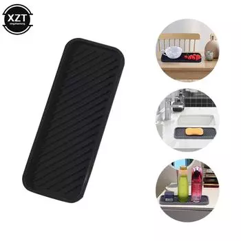 Силиконовый поддон для слива, органайзер для раковины, посуды, стакана для воды, фруктов, овощей, кухонного подноса для хранения, держателя губки, дозатора мыла чёрный