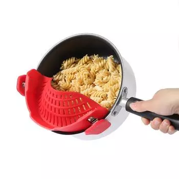 Silicone Drainer Pot Side Draining Water Retaining Noodles Vegetables and Fruits Filter Anti-spill Leakage Baffle Water Filter чёрный