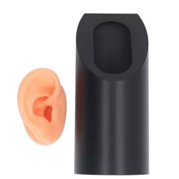 Силиконовая модель уха, мягкий имитационный слуховой аппарат, дисплей M, телесный цвет с черным цилиндром Left ear