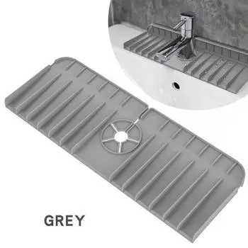 Silicone Faucet Drain Pad Kitchen Sink Tray Soap Dispenser Sponge Drain Mat Anti Slip Countertop Sink Splash Drainer Protector