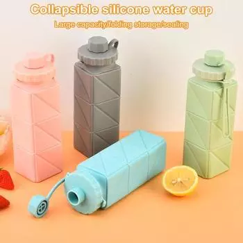 Складная силиконовая бутылка для воды 610 мл, герметичная складная бутылка для воды для путешествий, кемпинга, походов, спорта на открытом воздухе розовый
