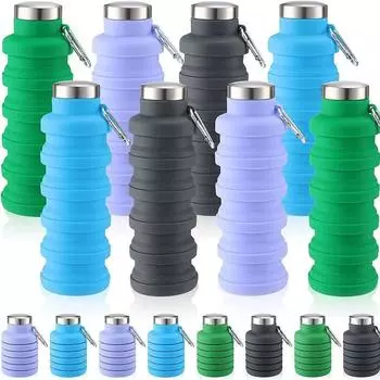 Складная силиконовая бутылка для воды, креативная езда, регулируемая чашка, портативная спортивная бутылка для воды с принтом 500ml