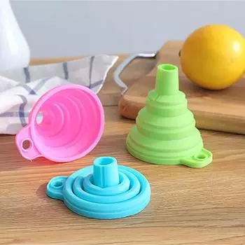 Silicone Funnel Mini Telescopic Folding Pour Oil Wide-Caliber Wine Leak Oil Leak 5pcs
