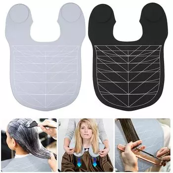 Silicone Hair Cutting Guide Collar Waterproof Hair Dye Shawl with Guidelines Salon Hairdressing Hair Cutting Pad for Salon Home светло-серый