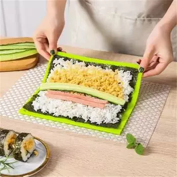Silicone Hand Roll Sushi Rolling Curtain Bamboo Imitation Japanese Sushi Rolling Tool Easy To Clean No Mildew Sushi Mat Portable зелёный