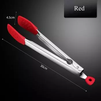Silicone Head BBQ Grilling Tongs Stainless Steel Non-Stick Steak Bread Clip Anti-Scalding Food Clamp Kitchen Cooking Utensils