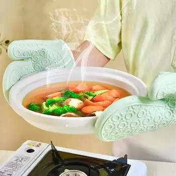 Silicone Heat Resistant Gloves Household Long Cotton Microwave Mittens Oven Kitchen Baking Glove Cooking Barbecue Gants