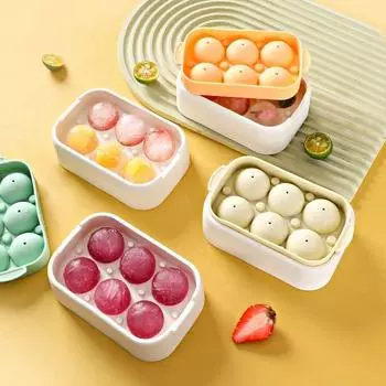 Silicone Ice Ball Molds, Household Attachment, Food Grade, Homemade Round Mold, Ice Cube Magic with Lid Ice Grid Box, Kitchen Ga жёлтый