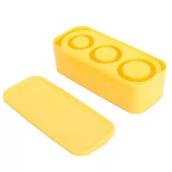 Silicone Ice Cube Tray Easy Release Hollow Cylinder Ice Cubes Maker with Spill Resistant Removable Yellow