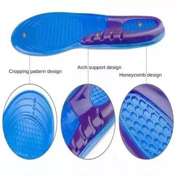 Silicone Insole Man Women High Elastic Insoles Orthotic Arch Support Foot Pain Massage Silicone Gel Soft Sport Shoe Pad Inserts S EU35-37 синий