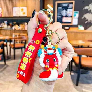 Silicone Keychain Festive Featuring National Tide Snake Perfect For Occasions All Red Little Snake