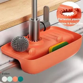 Silicone Kitchen Faucet Mat Sink Splash Pad Drain Pad Bathroom Shampoo Soap Dispenser Quick Dry Tray Bathroom Kitchen Accessorie оранжевый