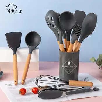Silicone Kitchen Utensil Set Non-toxic cooking baking kitchen tools silicone shovel spoon scraper brush spade whisk turner