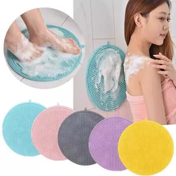 Silicone Lazy Person Rubbing Back Artifact Bath Towel Massage Back Wall Pad Strong To Mud Bath Wipe Silicon Bath Body Brush светло-фиолетовый