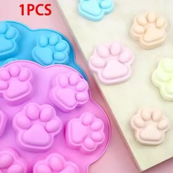 Силиконовая форма, форма для шоколада, силиконовая форма для выпечки в форме кошачьей лапки и следа собаки с 7 отверстиями, форма для выпечки шоколадного печенья и кексов розовый