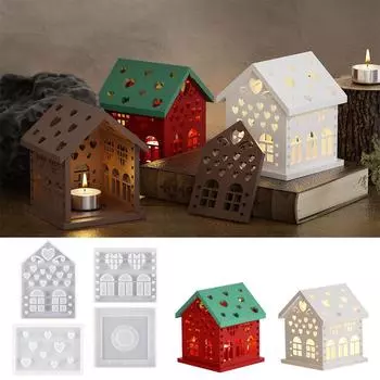 Silicone Mould Candle Holder 3D House Mould Casting Mold Tealight Holder Mold Silicone Mold Candle Holder Resin Mold