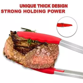 Silicone Nylon Stainless Steel Kitchen Tongs Barbecue Salad Food Fruit Tongs Clip Cooking Food Serving Tongs Kitchen BBQ Tools красный
